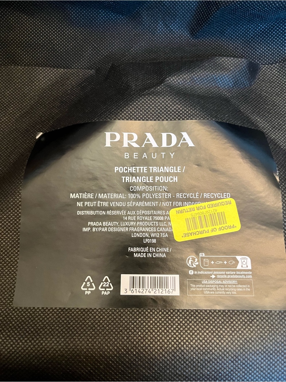 Prada Beauty Bundle of Triangle Cosmetic Pouch and #9 Collectible Playing Card - Picture 11 of 11
